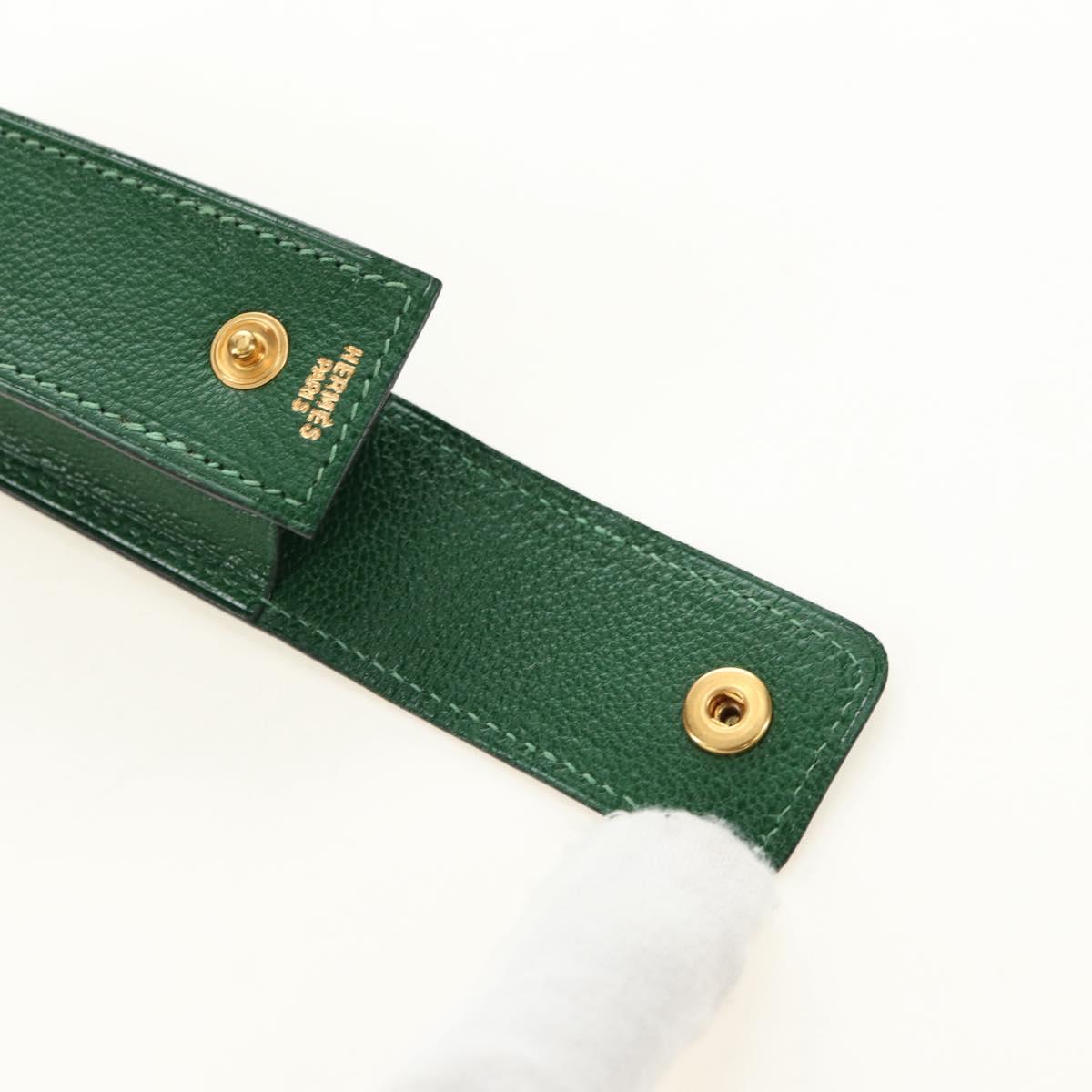 HERMES Lip Case Pouch Leather Green Auth 181451V
