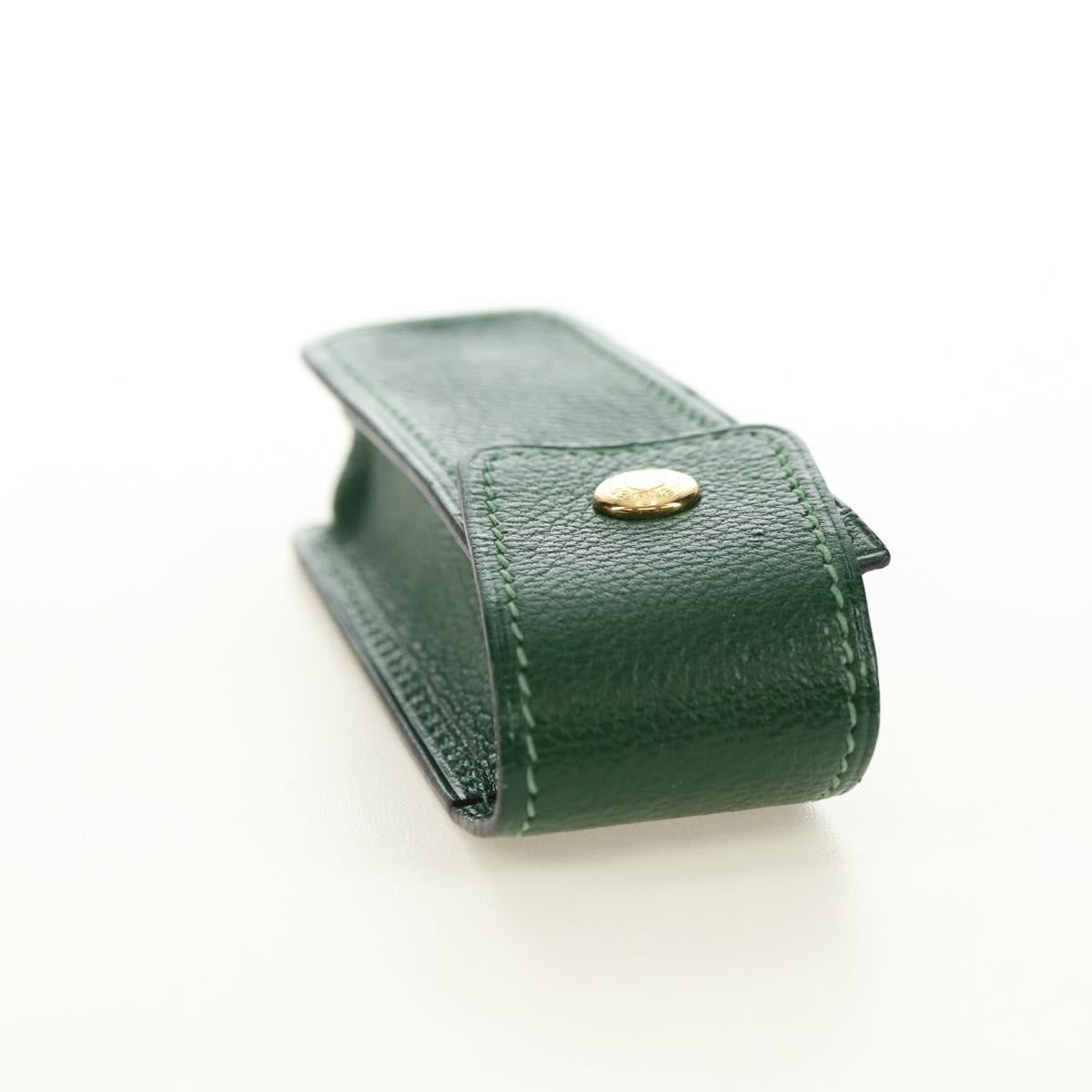 HERMES Lip Case Pouch Leather Green Auth 181451V