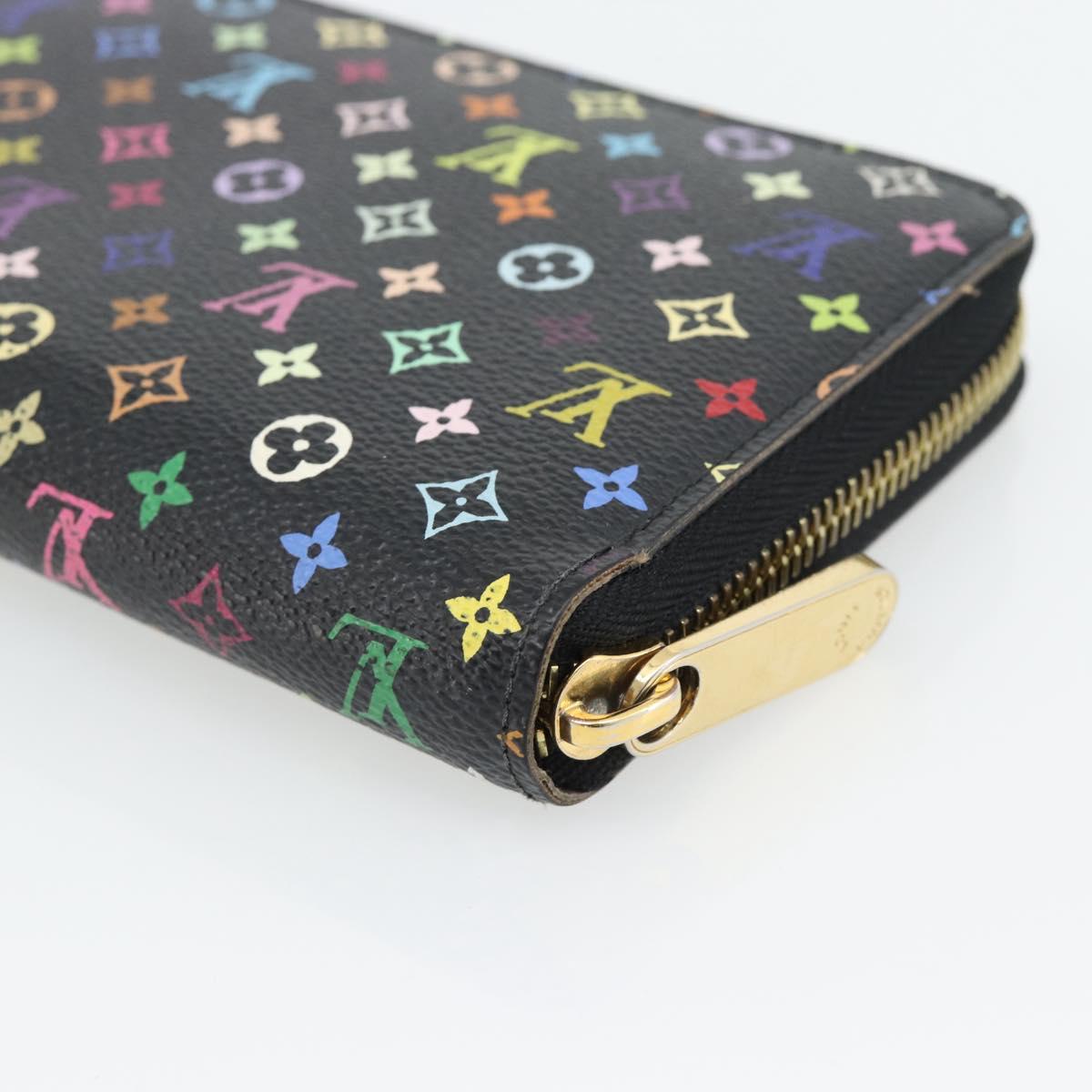 LOUIS VUITTON Monogram Multicolor Zippy Wallet Long Black M60243 LV Auth 181458V