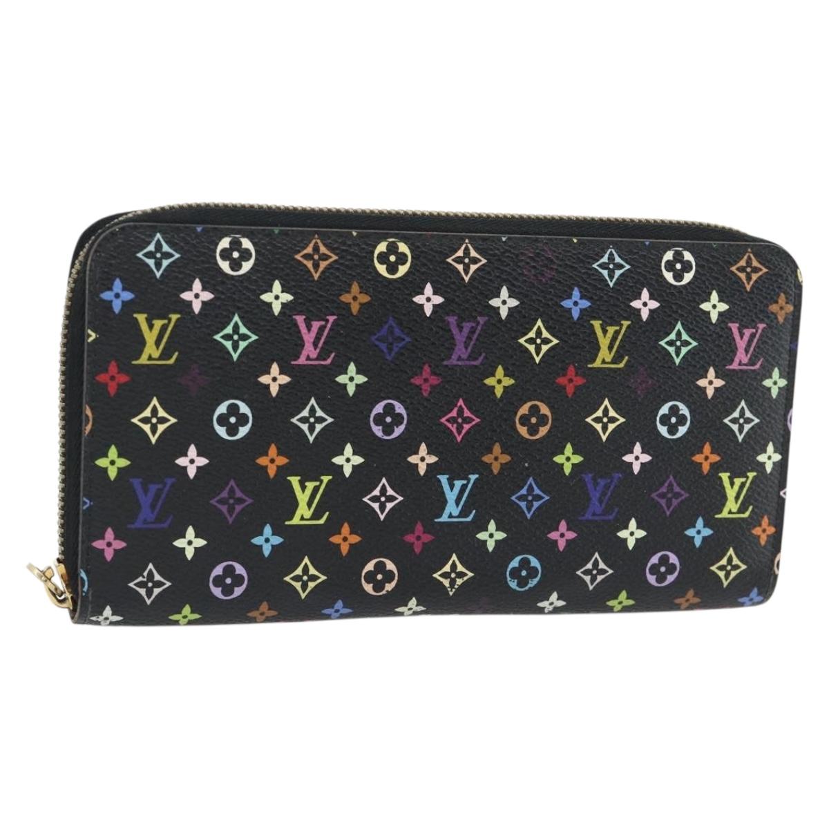 LOUIS VUITTON Monogram Multicolor Zippy Wallet Long Black M60243 LV Auth 181458V