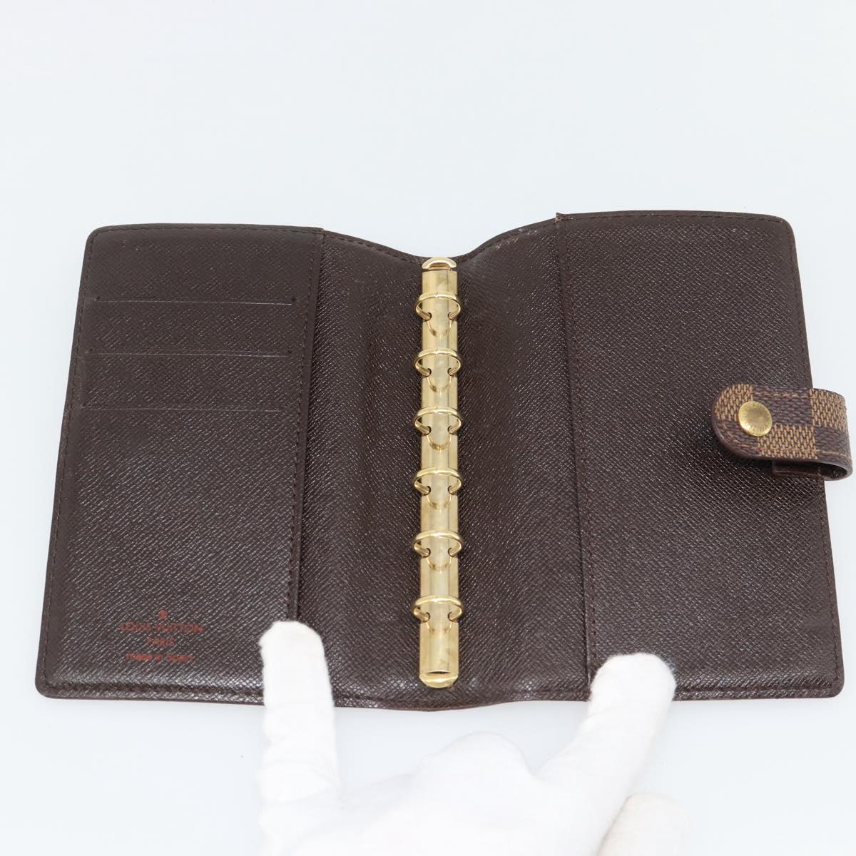 LOUIS VUITTON Damier Ebene Agenda PM Day Planner Cover R20700 LV Auth 181460