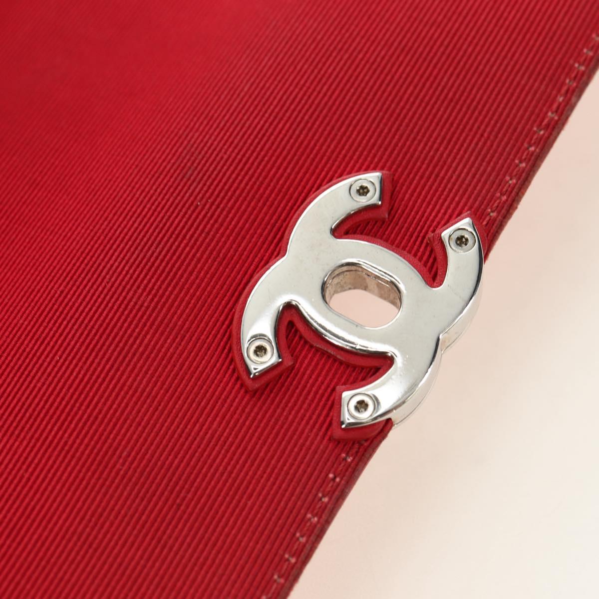 CHANEL Chain Shoulder Bag Calf Skin Red Silver CC Auth 181465M