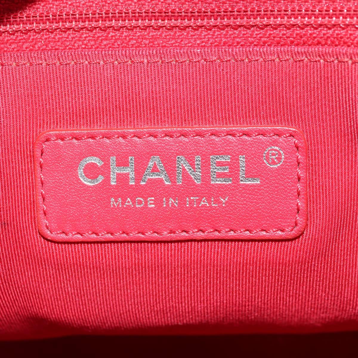 CHANEL Chain Shoulder Bag Calf Skin Red Silver CC Auth 181465M
