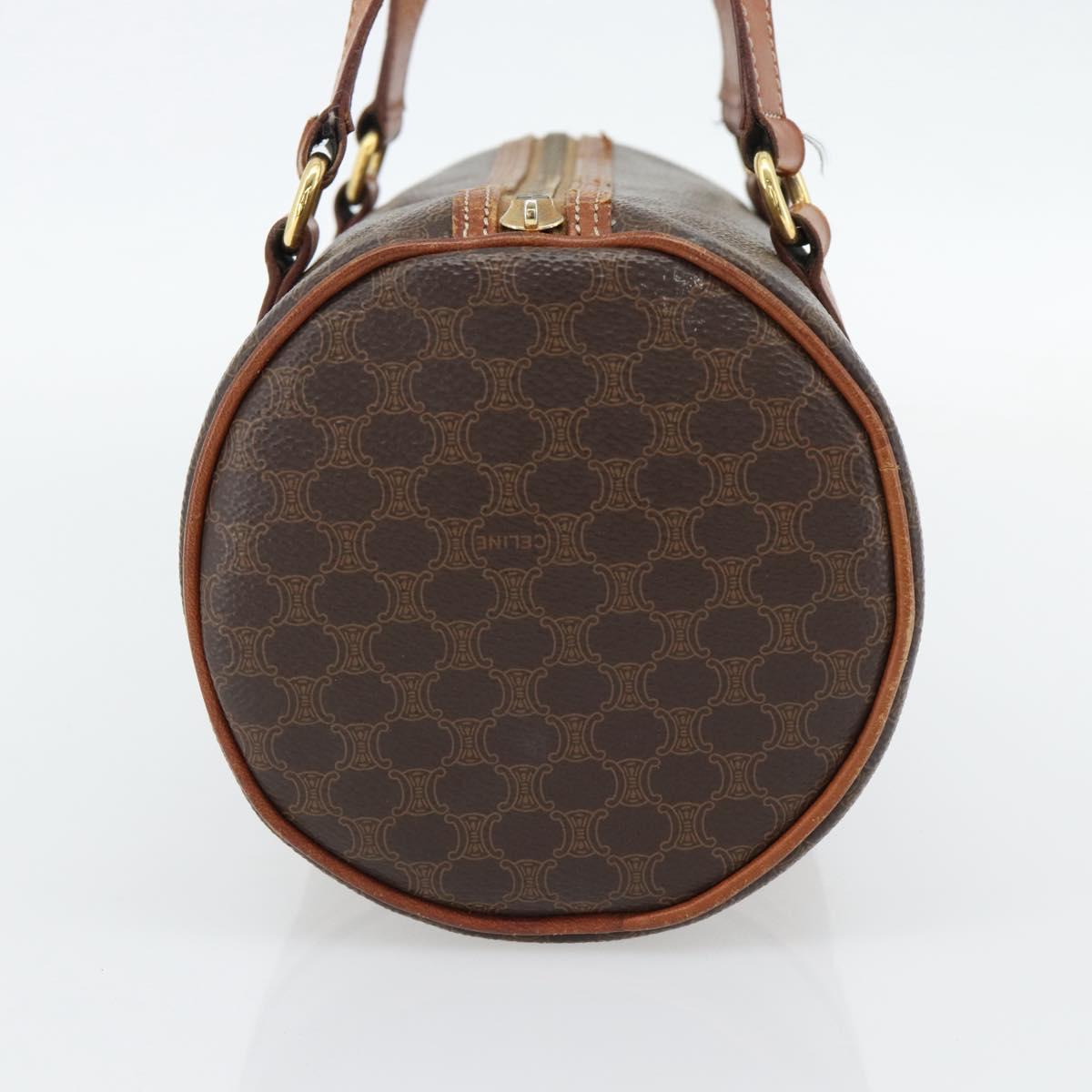 CELINE Macadam Canvas Hand Bag PVC Leather Brown Gold Auth 181466A