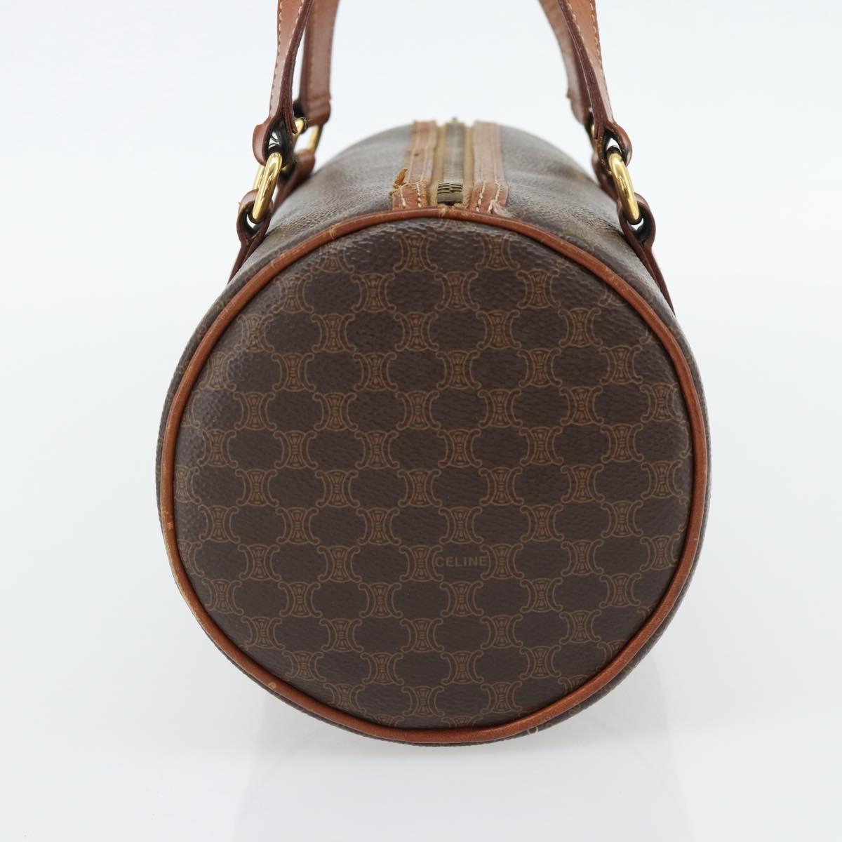 CELINE Macadam Canvas Hand Bag PVC Leather Brown Gold Auth 181466A