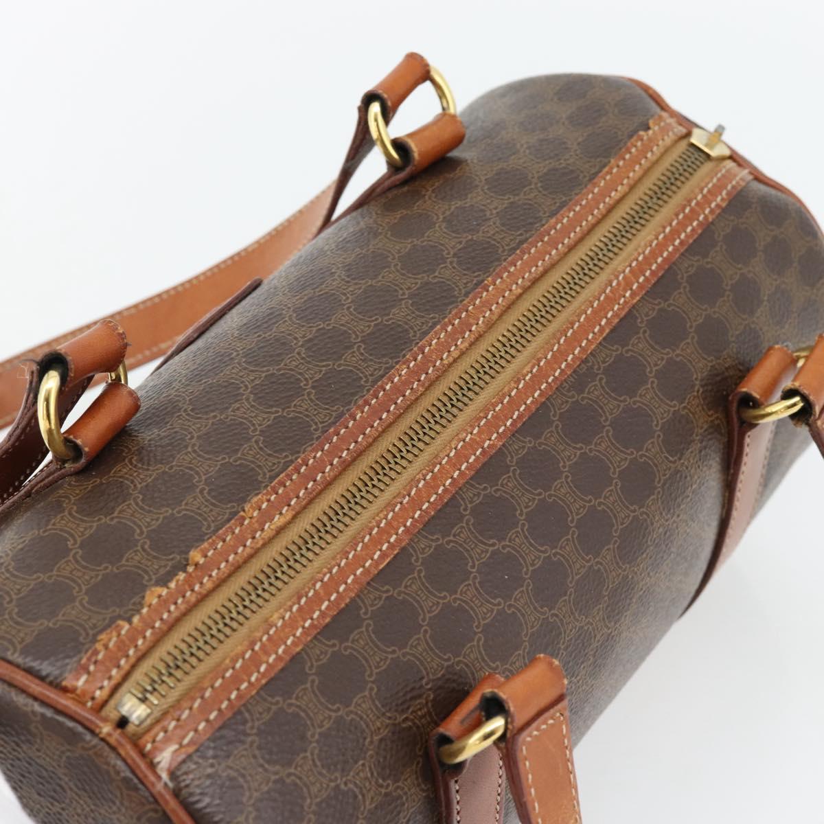 CELINE Macadam Canvas Hand Bag PVC Leather Brown Gold Auth 181466A