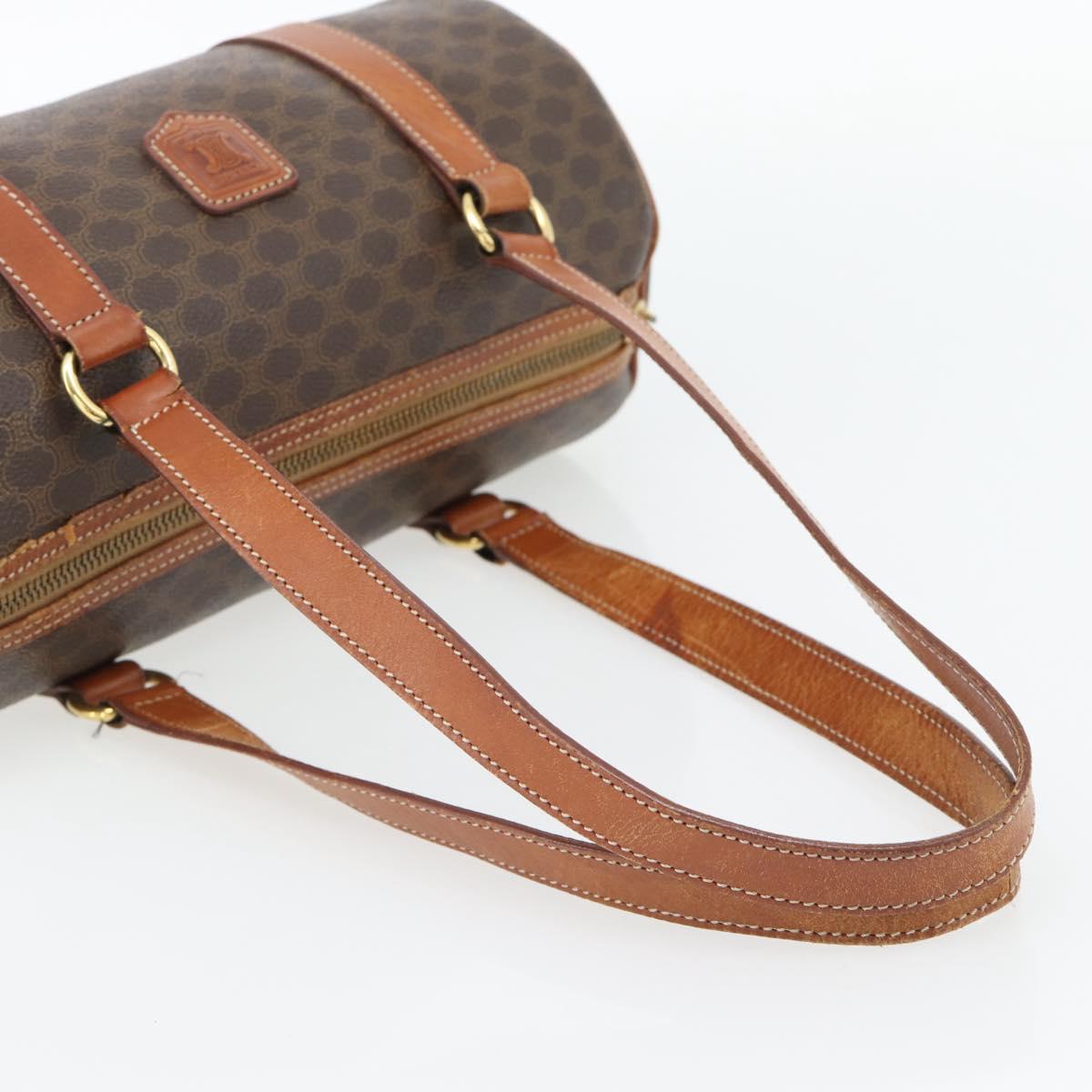 CELINE Macadam Canvas Hand Bag PVC Leather Brown Gold Auth 181466A