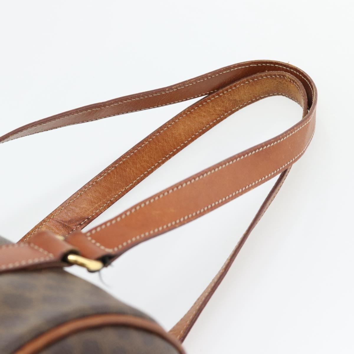 CELINE Macadam Canvas Hand Bag PVC Leather Brown Gold Auth 181466A