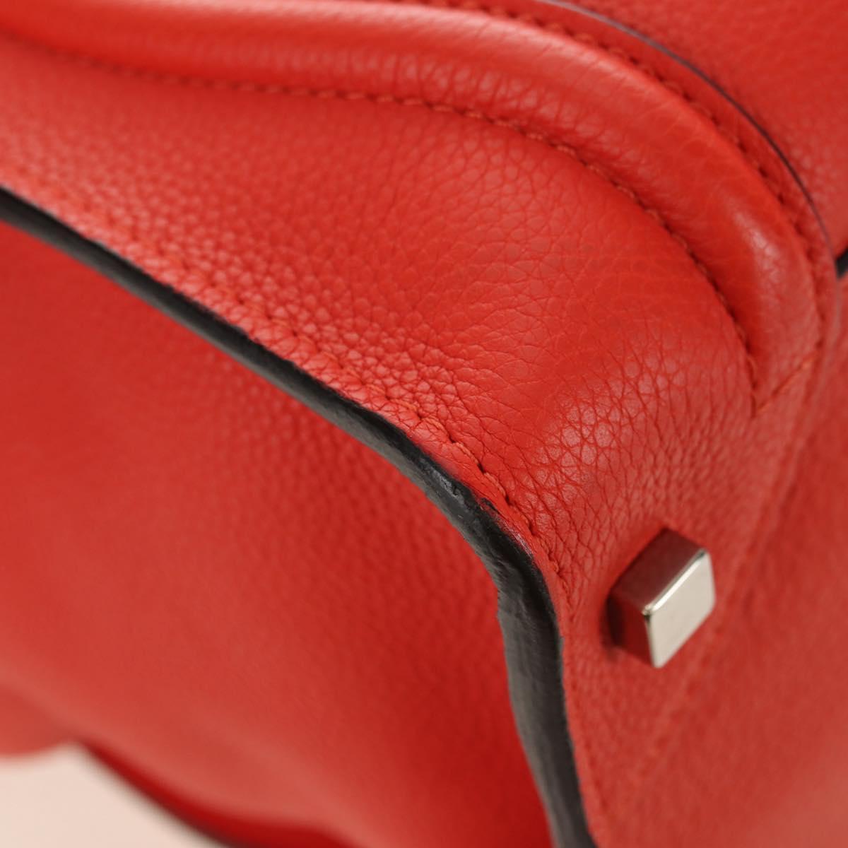 CELINE Luggage Mini Shopper Hand Bag Leather Orange Silver Auth 181473SAM