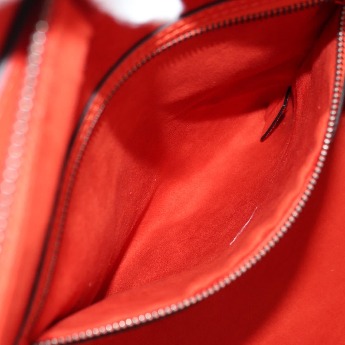 CELINE Luggage Mini Shopper Hand Bag Leather Orange Silver Auth 181473SAM