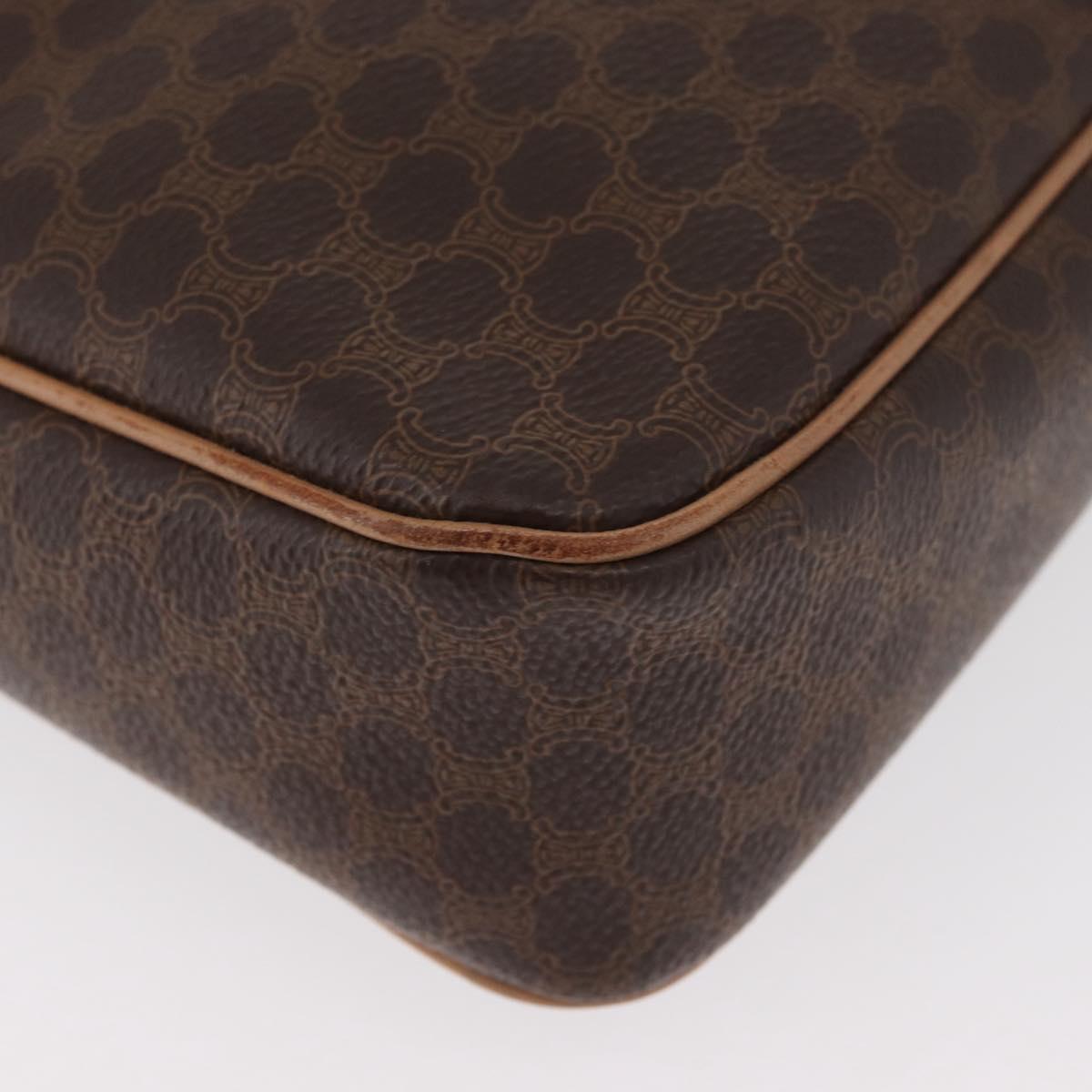 CELINE Macadam Canvas Shoulder Bag PVC Leather Brown Gold Auth 181476A