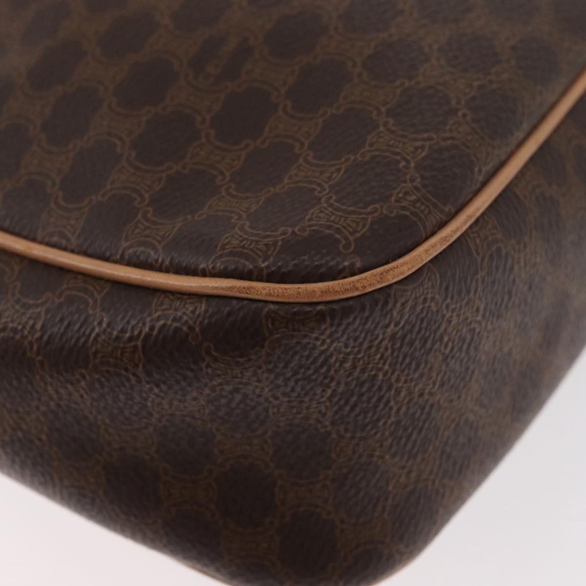 CELINE Macadam Canvas Shoulder Bag PVC Leather Brown Gold Auth 181476A