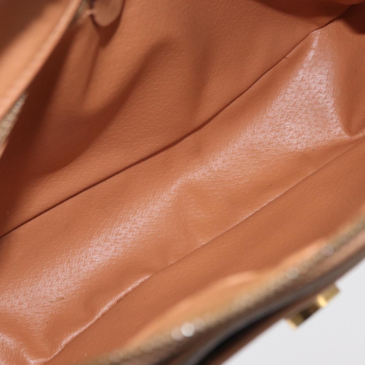 CELINE Macadam Canvas Shoulder Bag PVC Leather Brown Gold Auth 181476A