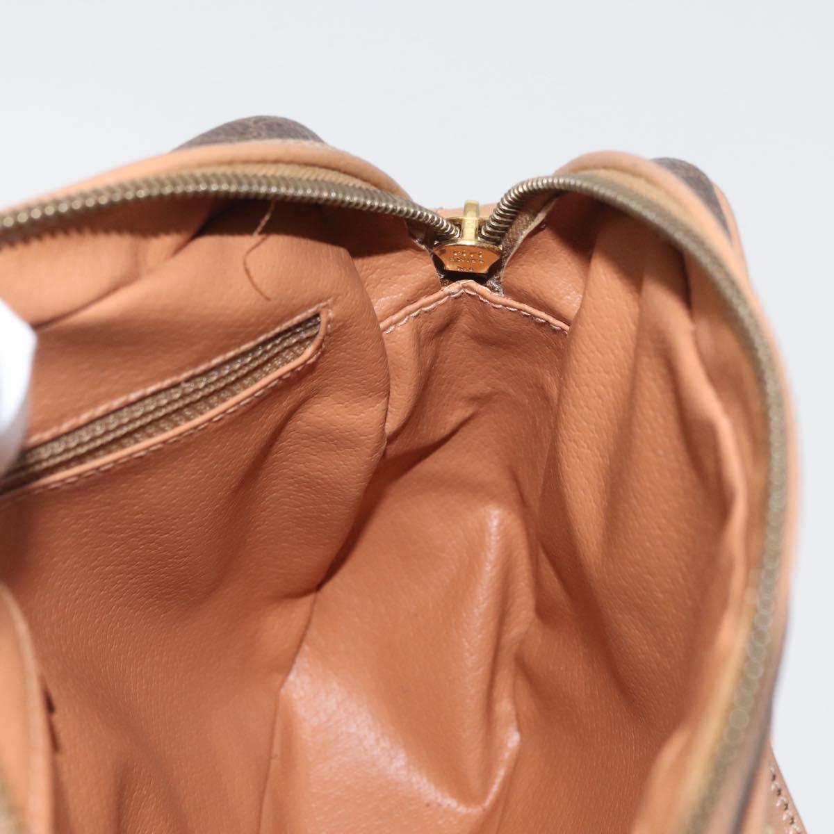 CELINE Macadam Canvas Shoulder Bag PVC Leather Brown Gold Auth 181476A
