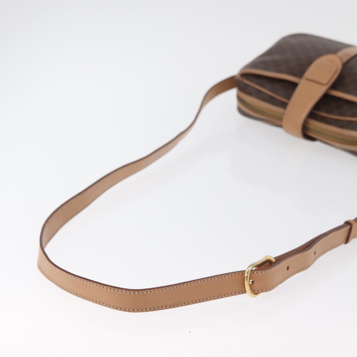 CELINE Macadam Canvas Shoulder Bag PVC Leather Brown Gold Auth 181476A