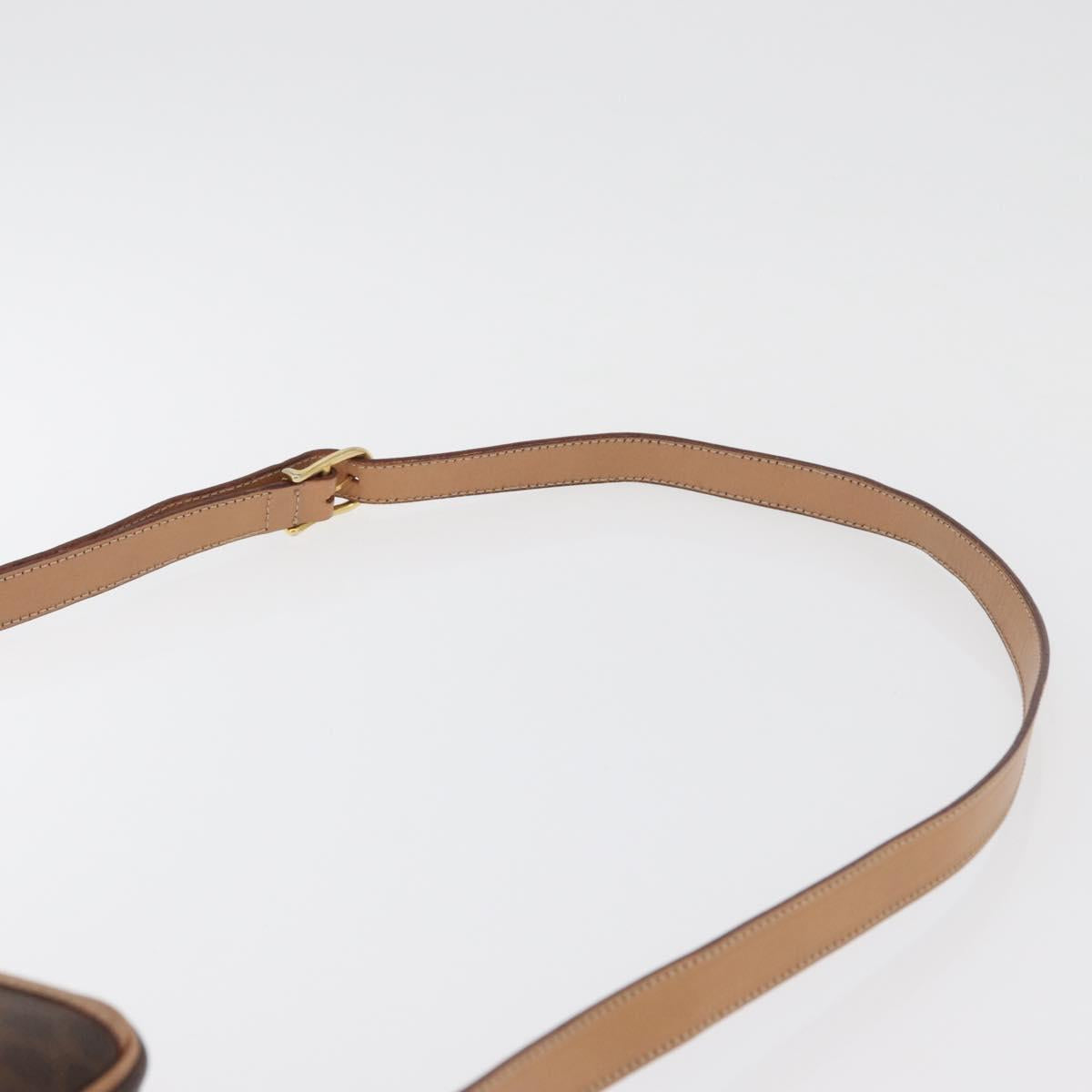 CELINE Macadam Canvas Shoulder Bag PVC Leather Brown Gold Auth 181476A