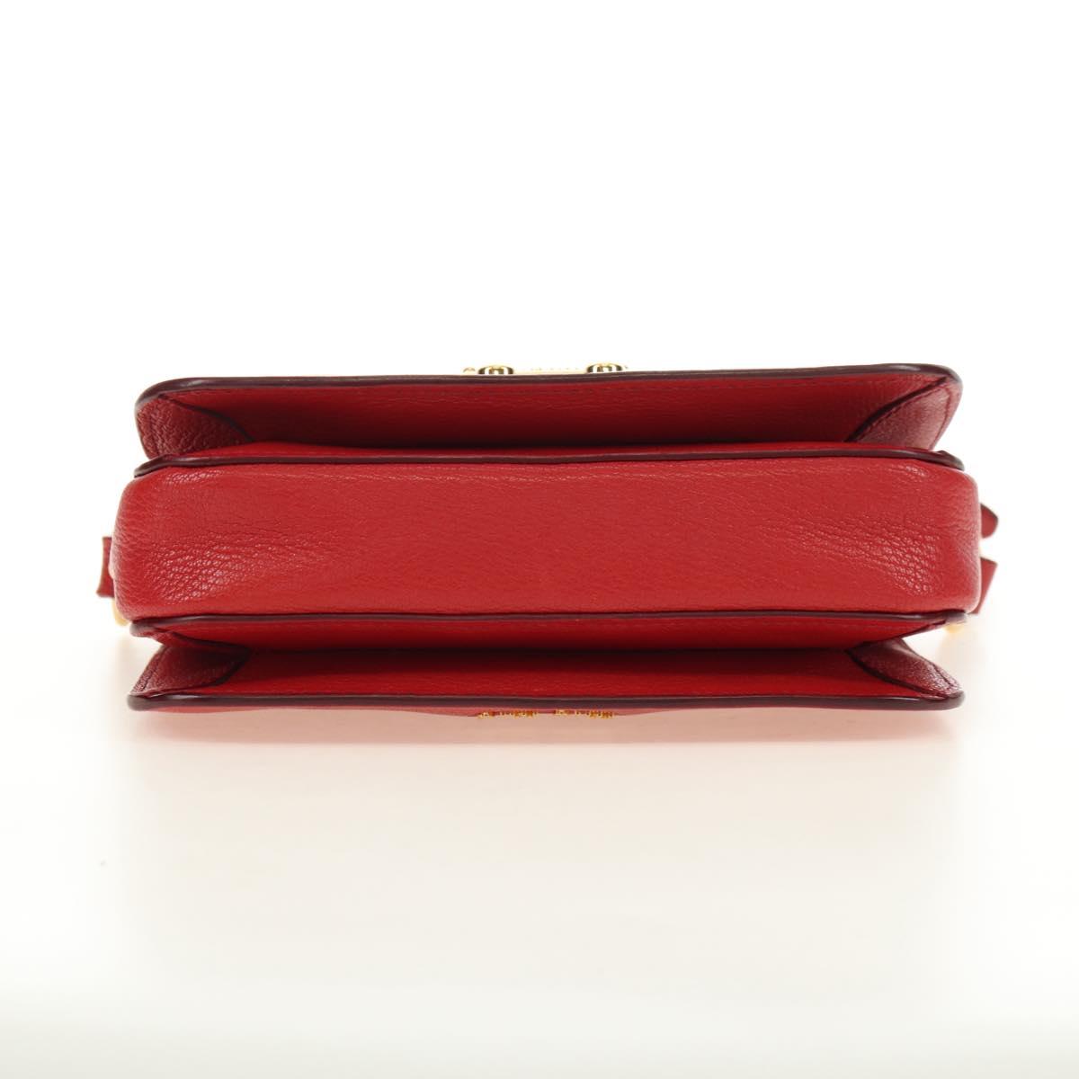 Miu Miu Hand Bag Leather 2way Red Gold Auth 181477V