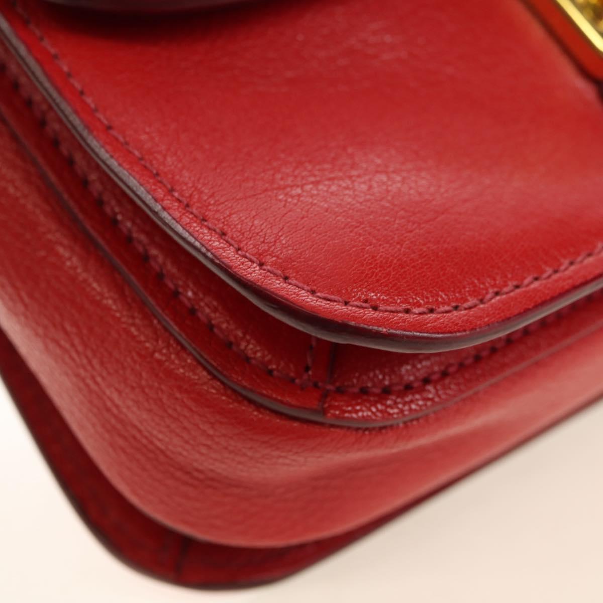 Miu Miu Hand Bag Leather 2way Red Gold Auth 181477V