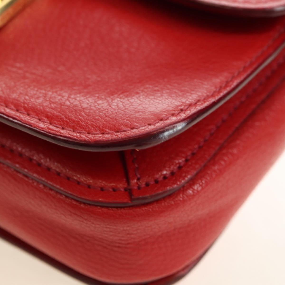 Miu Miu Hand Bag Leather 2way Red Gold Auth 181477V