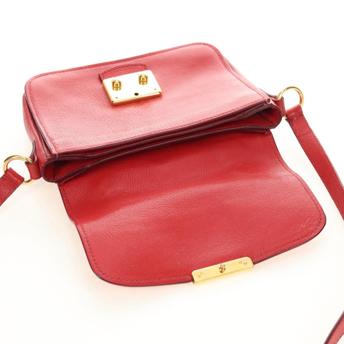 Miu Miu Hand Bag Leather 2way Red Gold Auth 181477V