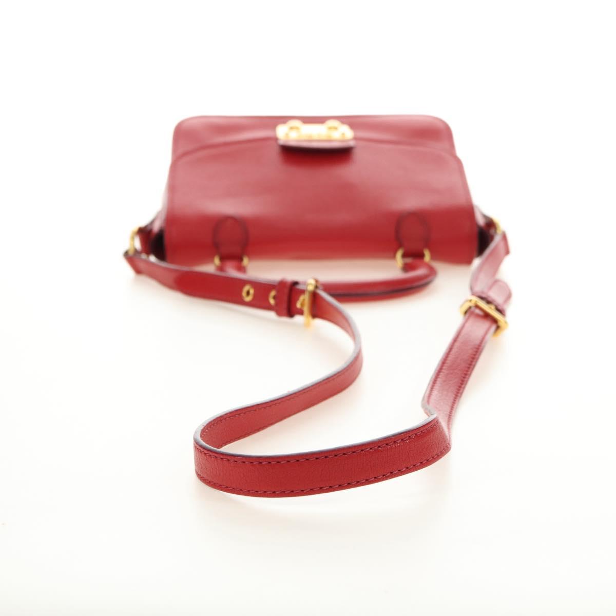 Miu Miu Hand Bag Leather 2way Red Gold Auth 181477V