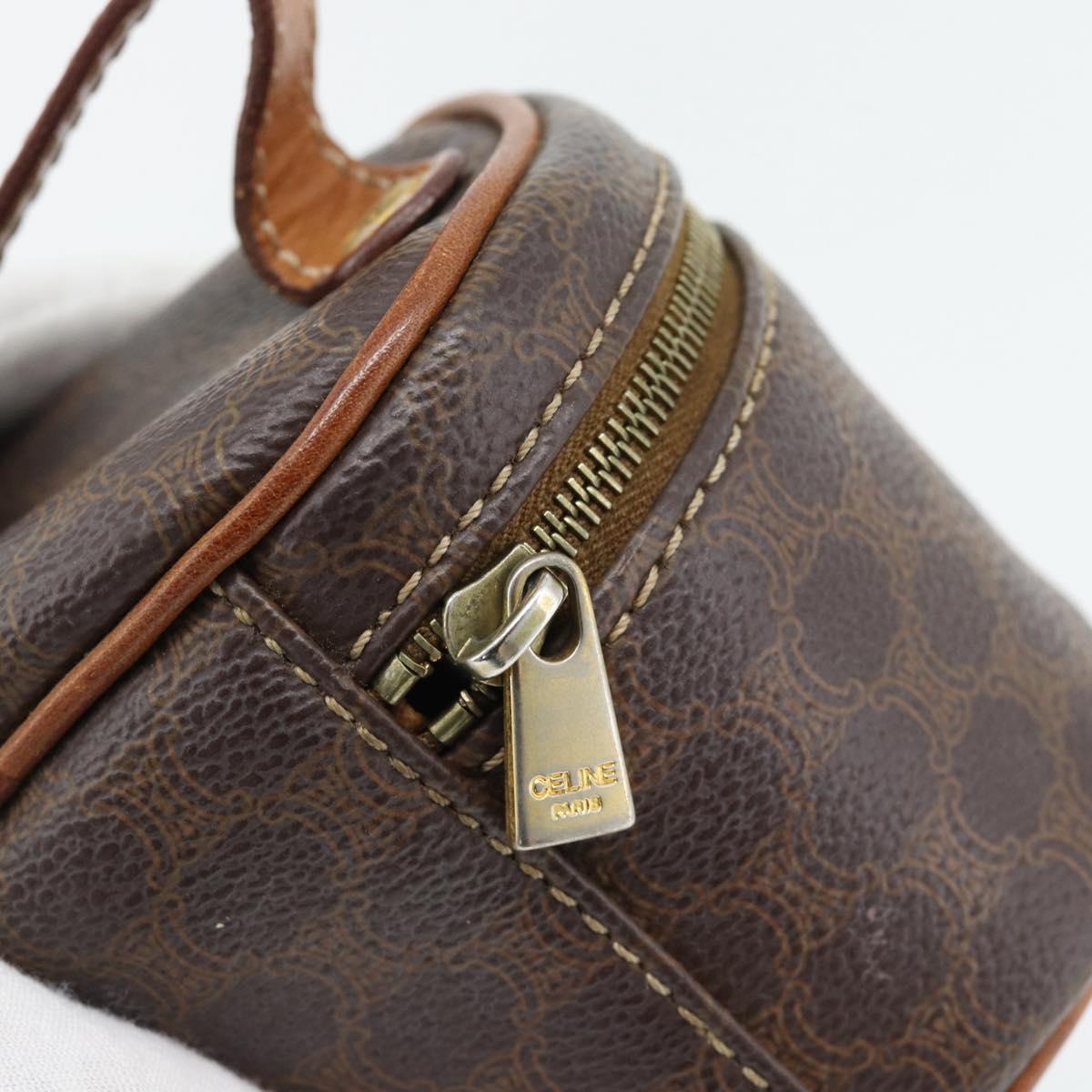 CELINE Macadam Canvas Mini Vanity Hand Bag PVC Leather Brown Gold Auth 181480A