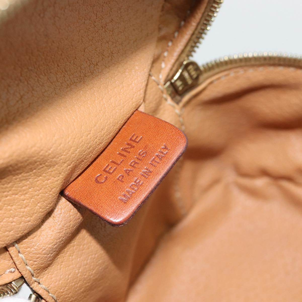 CELINE Macadam Canvas Mini Vanity Hand Bag PVC Leather Brown Gold Auth 181480A