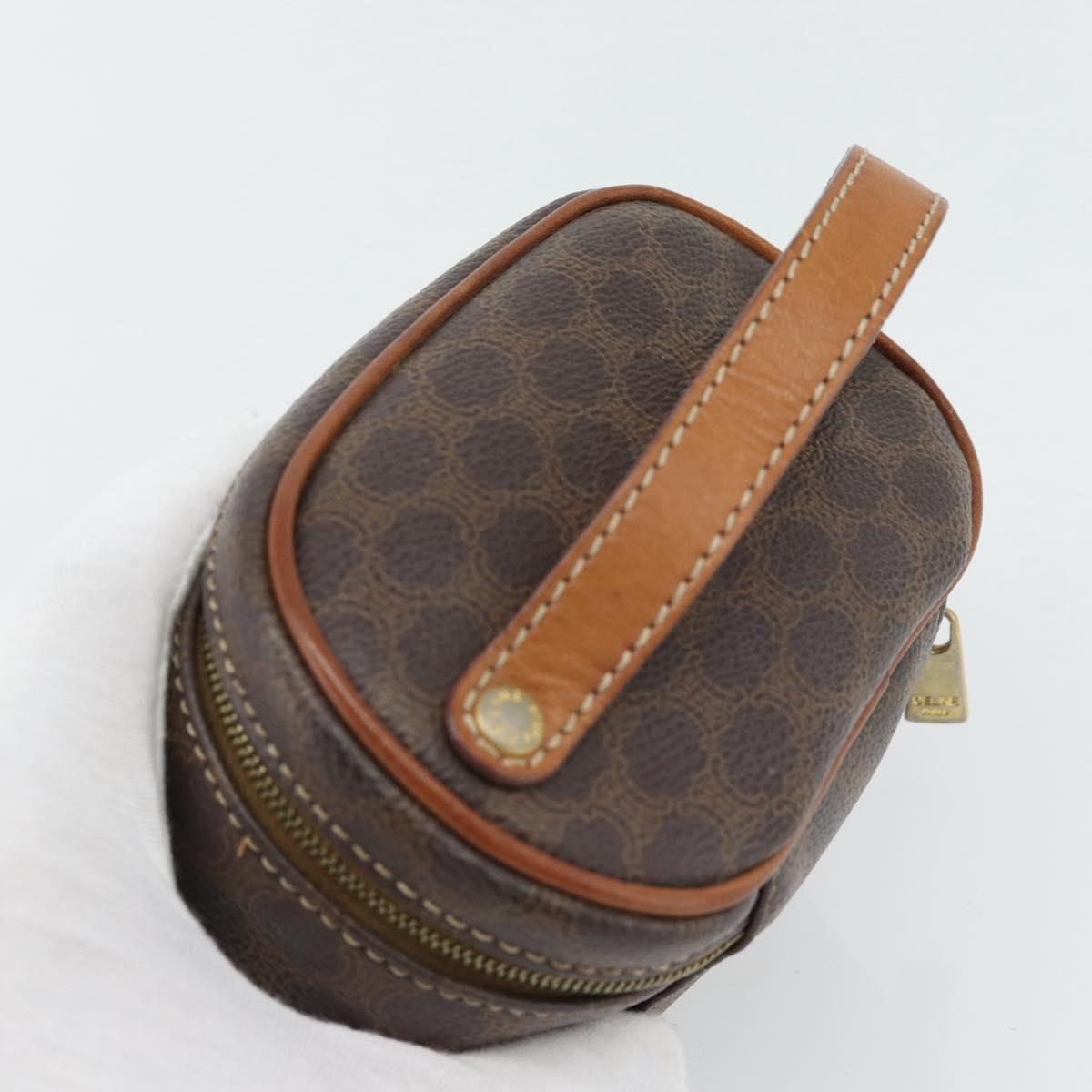 CELINE Macadam Canvas Mini Vanity Hand Bag PVC Leather Brown Gold Auth 181480A