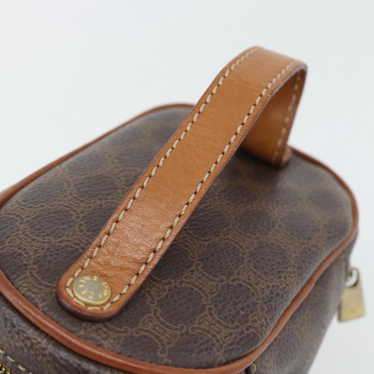 CELINE Macadam Canvas Mini Vanity Hand Bag PVC Leather Brown Gold Auth 181480A