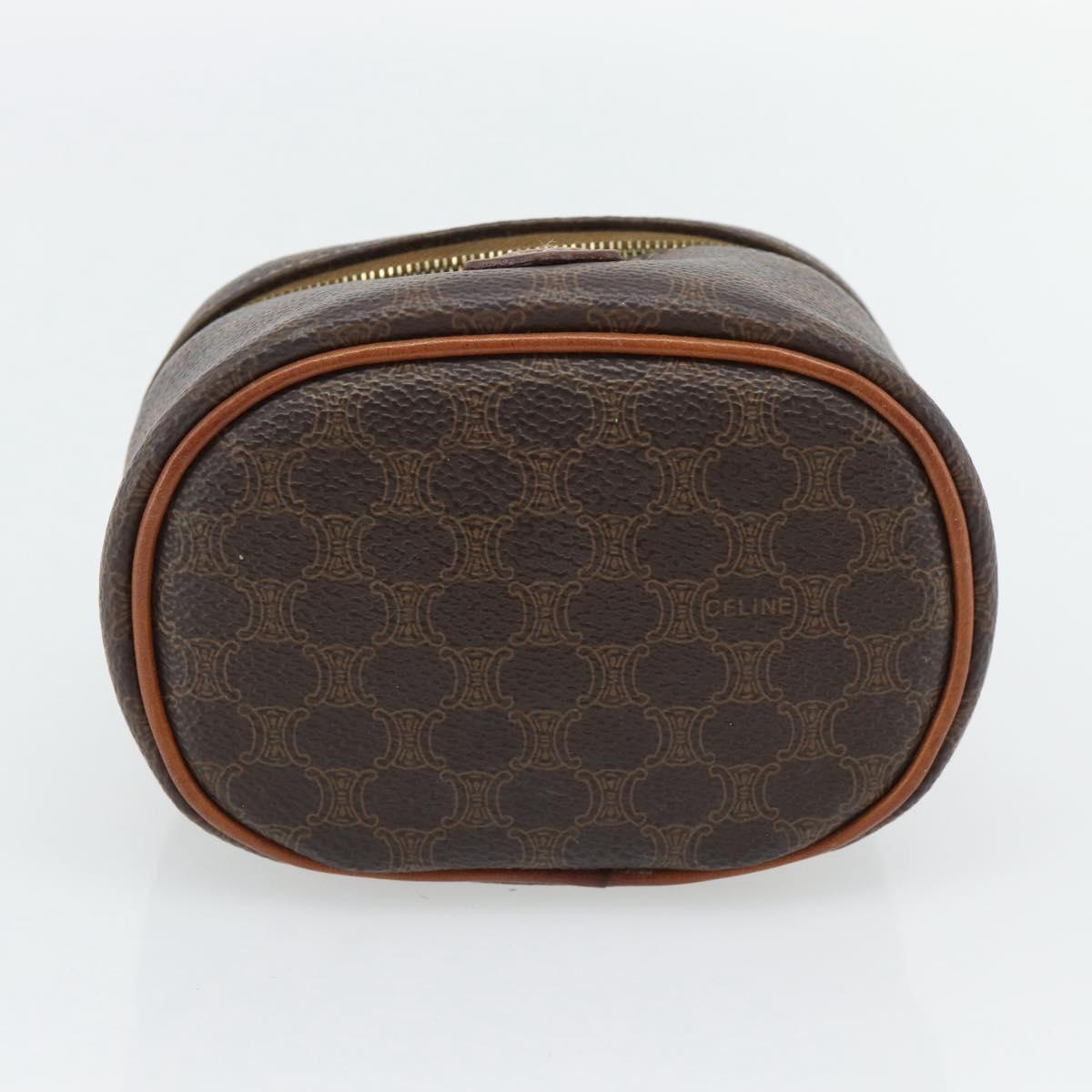CELINE Macadam Canvas Mini Vanity Hand Bag PVC Leather Brown Gold Auth 181480A