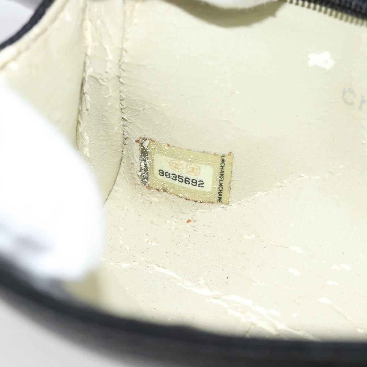 CHANEL COCO Mark Pouch Caviar Skin Black Gold CC Auth 181481