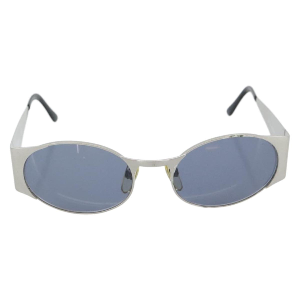CHANEL Sunglasses metal Silver CC Auth 181482