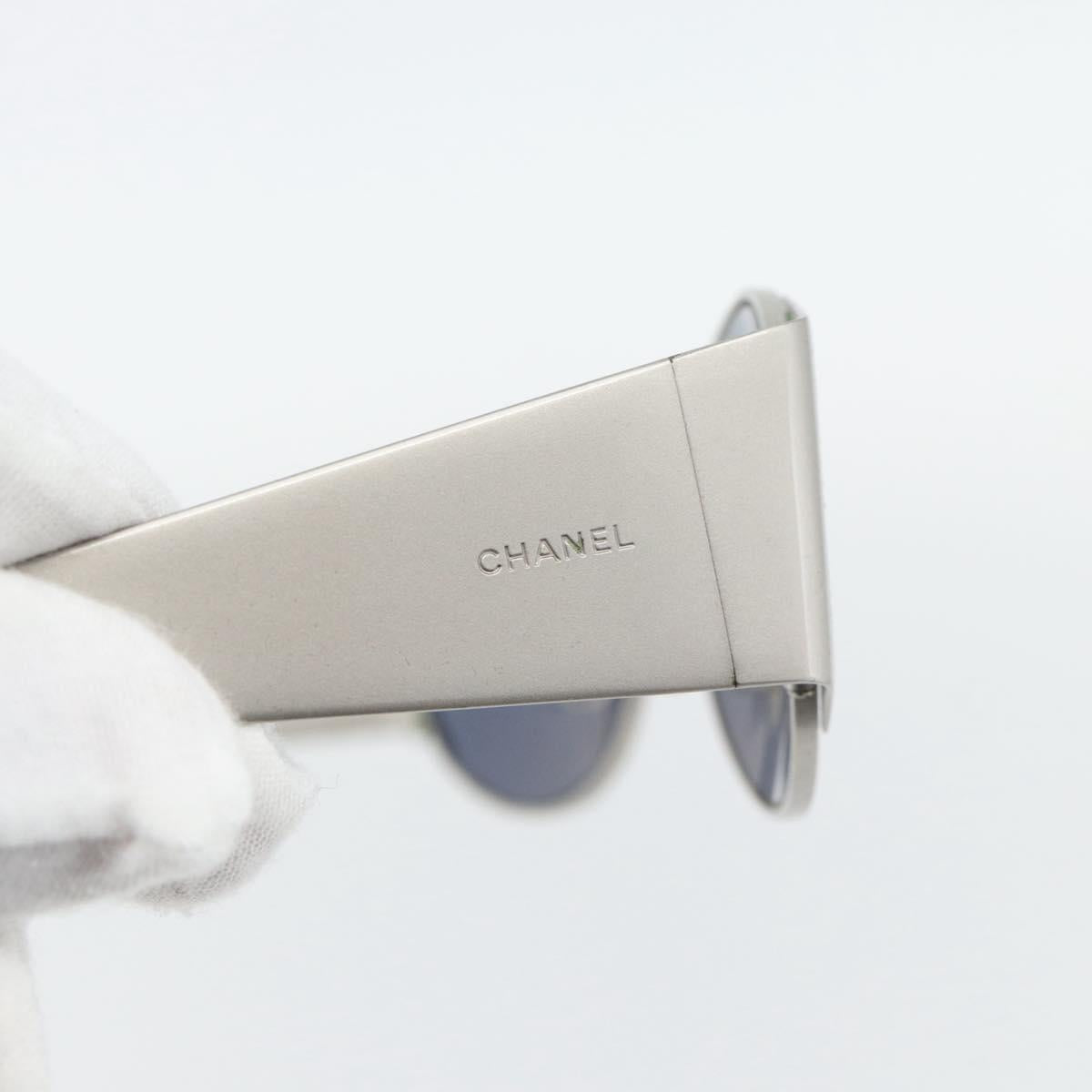 CHANEL Sunglasses metal Silver CC Auth 181482