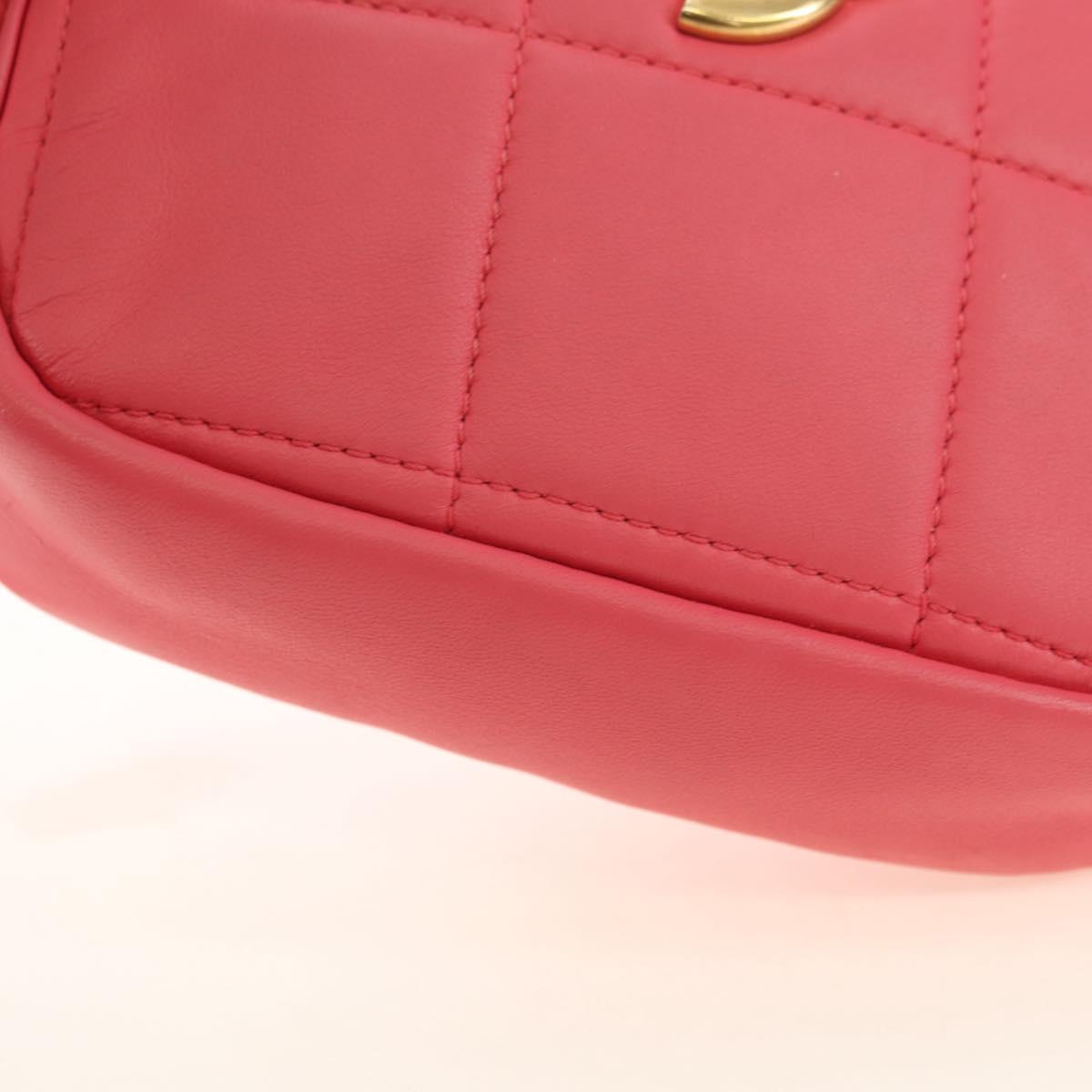 CHANEL Chain Matelasse Shoulder Bag Lamb Skin Pink Gold CC Auth 181486SAM