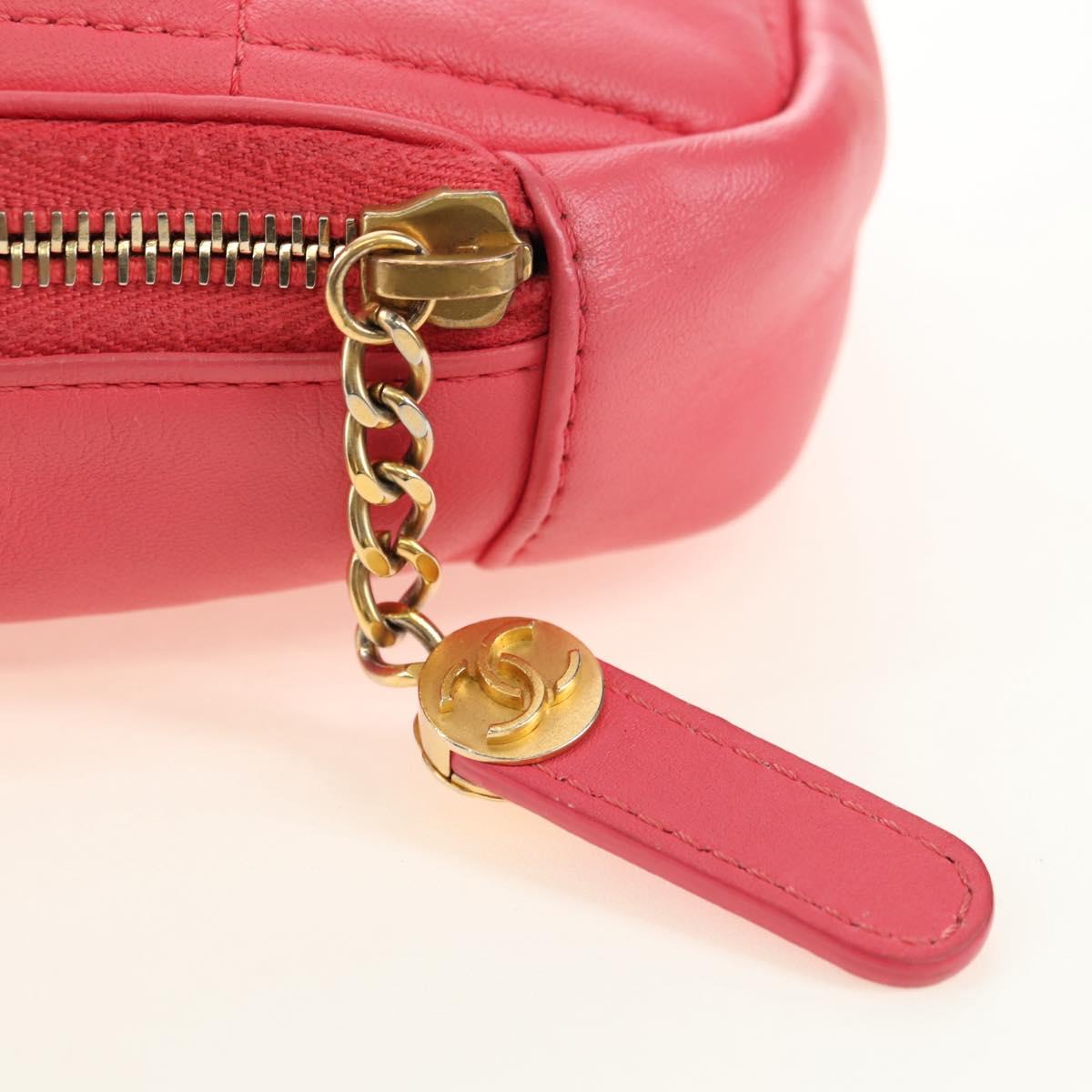 CHANEL Chain Matelasse Shoulder Bag Lamb Skin Pink Gold CC Auth 181486SAM