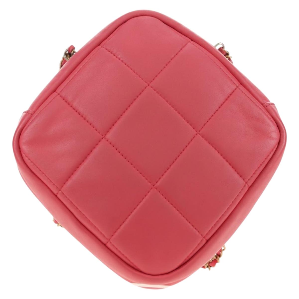 CHANEL Chain Matelasse Shoulder Bag Lamb Skin Pink Gold CC Auth 181486SAM