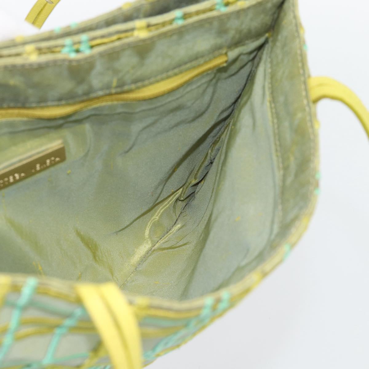 BOTTEGA VENETA Hand Bag Satin Green Gold Auth 181487A