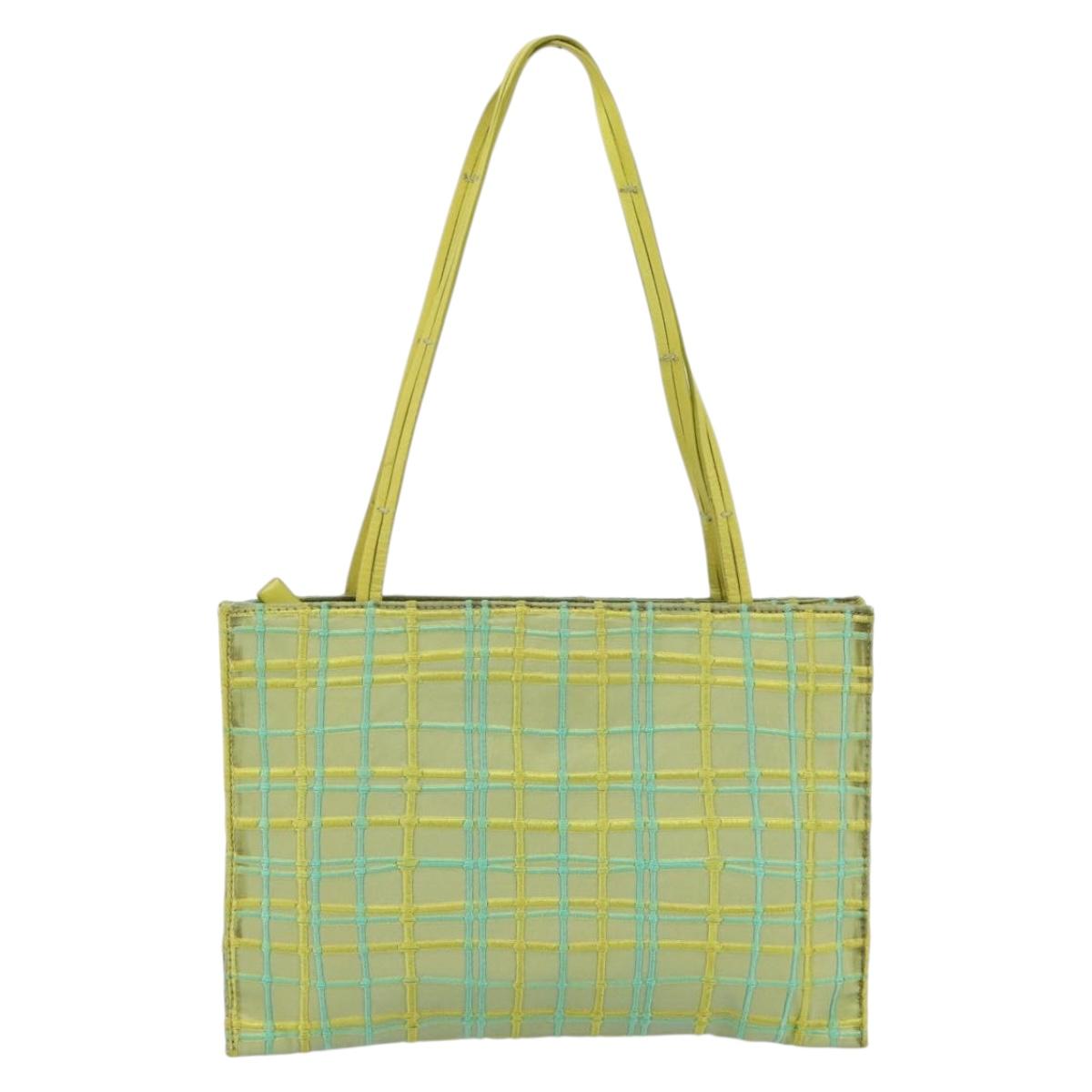 BOTTEGA VENETA Hand Bag Satin Green Gold Auth 181487A