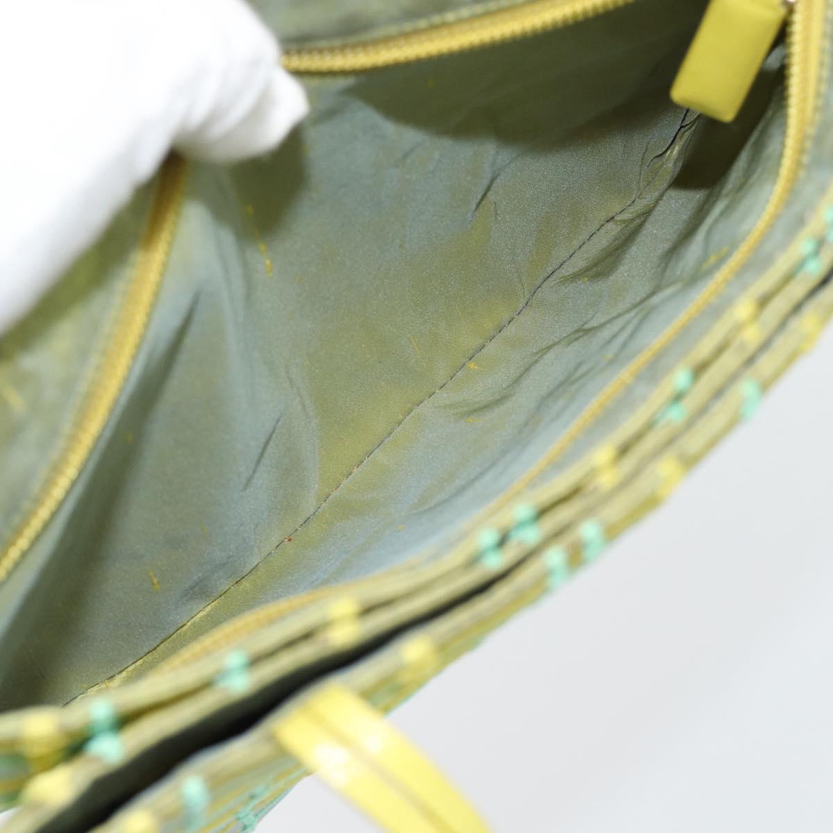 BOTTEGA VENETA Hand Bag Satin Green Gold Auth 181487A