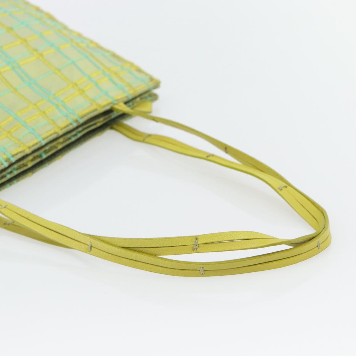 BOTTEGA VENETA Hand Bag Satin Green Gold Auth 181487A