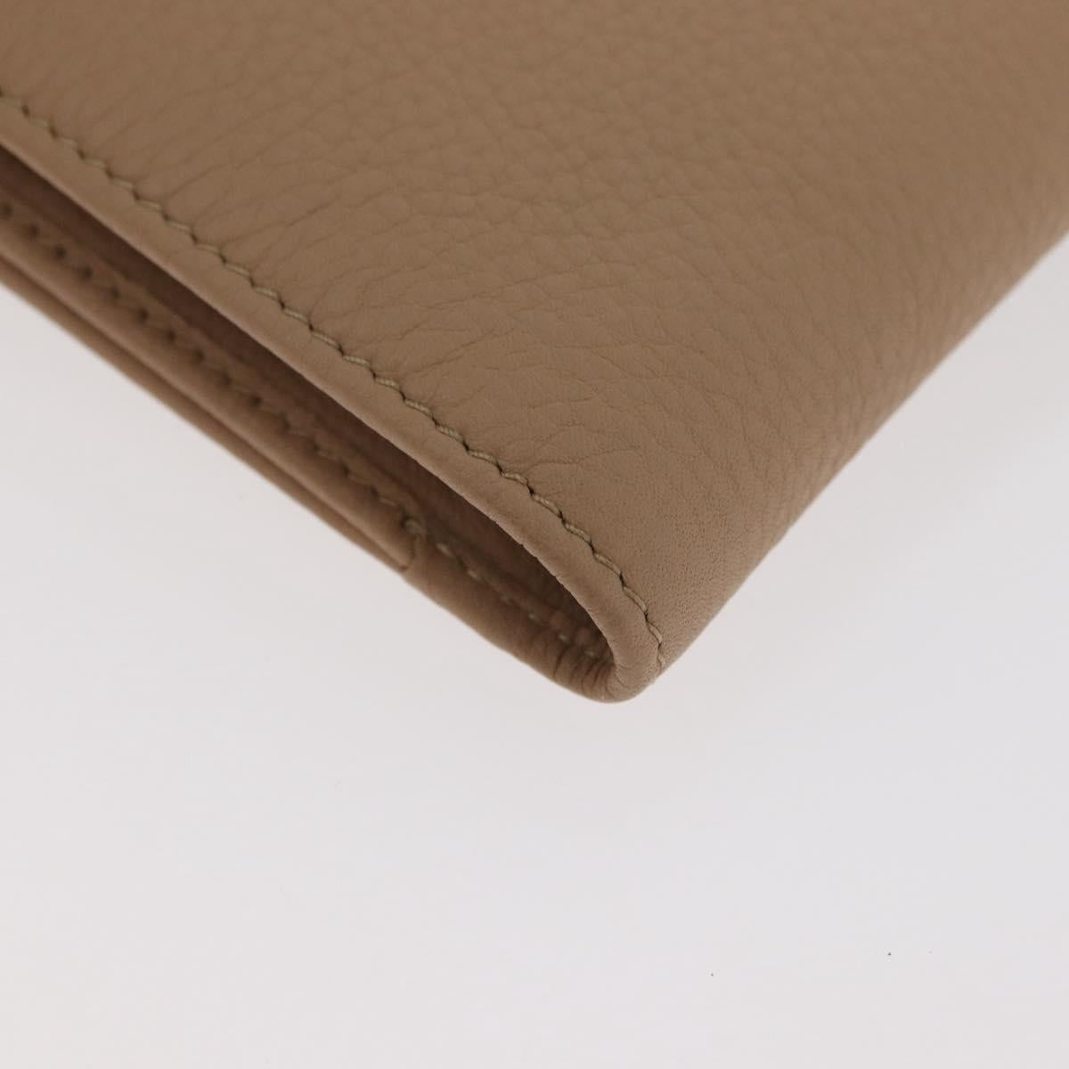 Christian Dior Bifold Wallet Leather Beige Silver Auth 181514