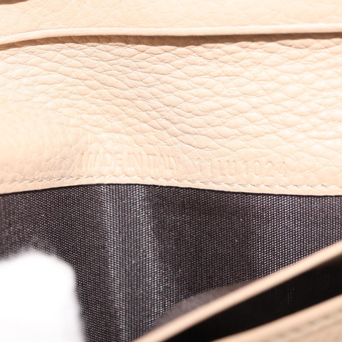 Christian Dior Bifold Wallet Leather Beige Silver Auth 181514