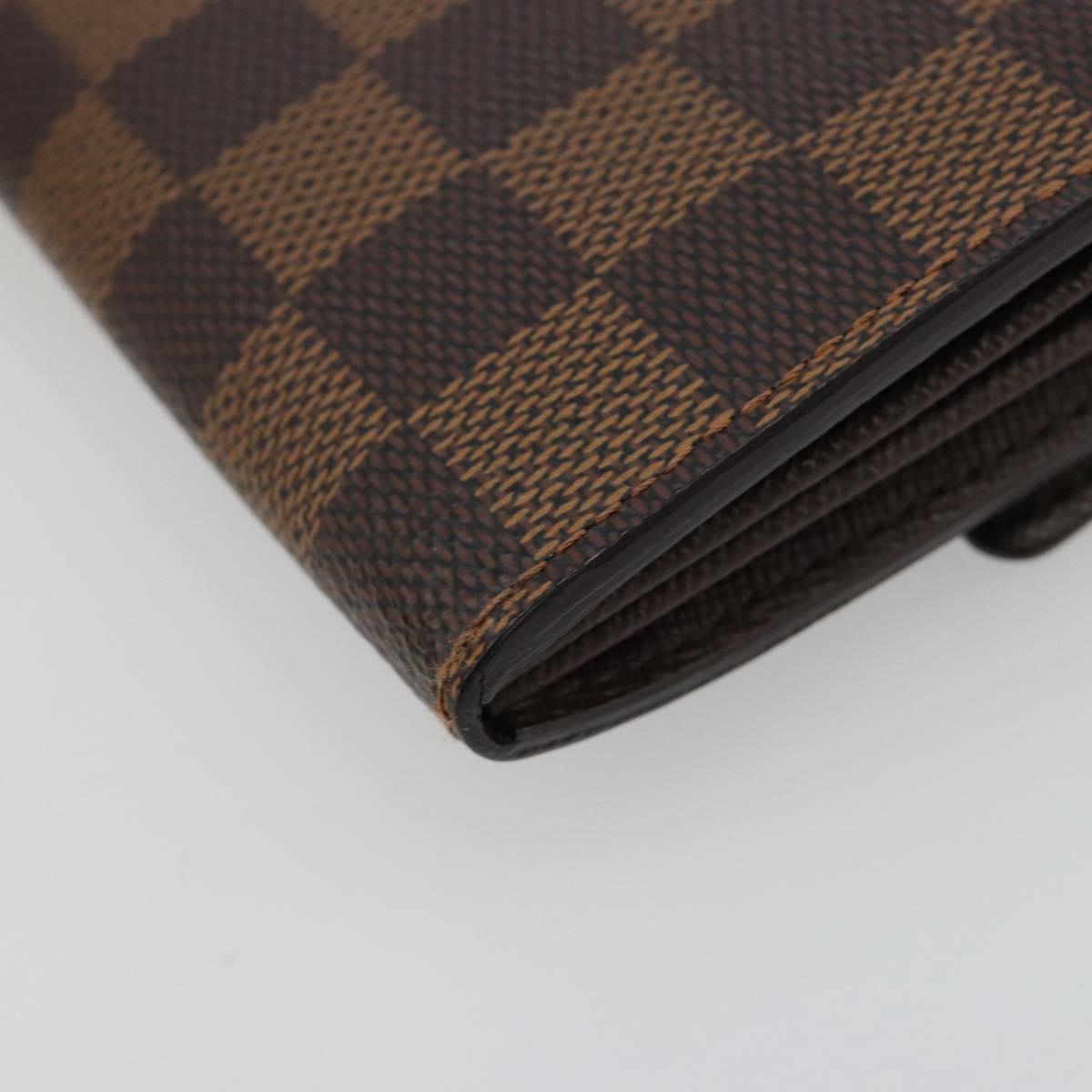 LOUIS VUITTON Damier Ebene Portefeuille Sarah Long Wallet N60491 LV Auth 181520A