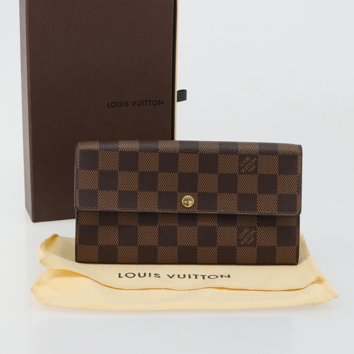 LOUIS VUITTON Damier Ebene Portefeuille Sarah Long Wallet N60491 LV Auth 181520A
