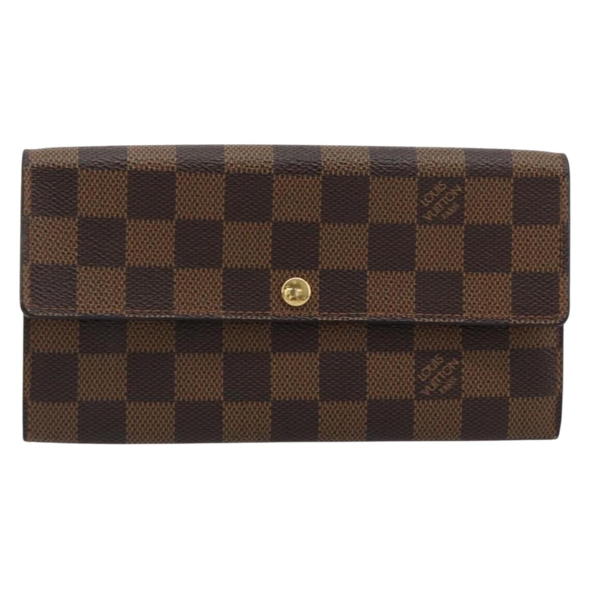 LOUIS VUITTON Damier Ebene Portefeuille Sarah Long Wallet N60491 LV Auth 181520A