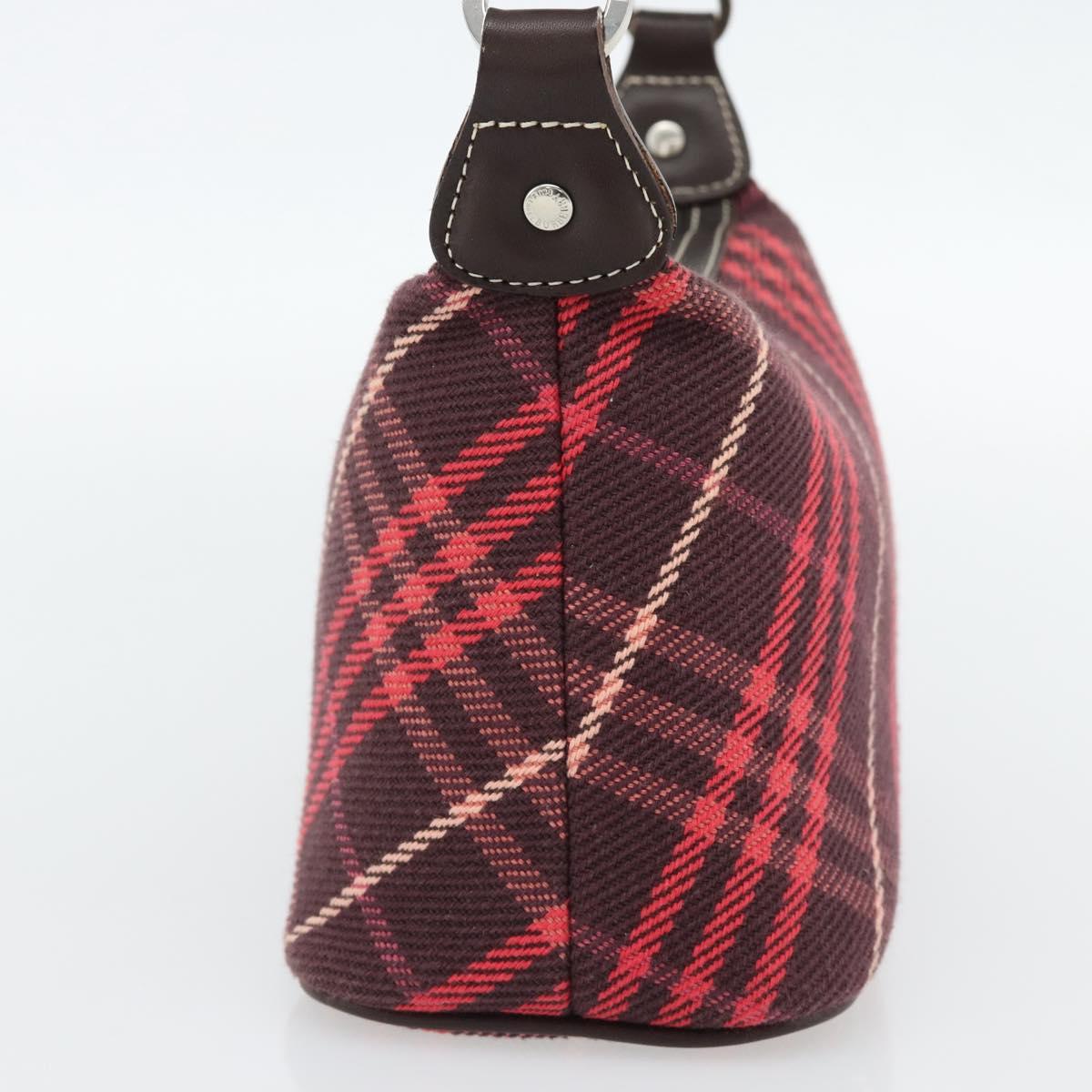 BURBERRY Nova Check Blue Label Shoulder Bag Canvas Red Silver Auth 181525A