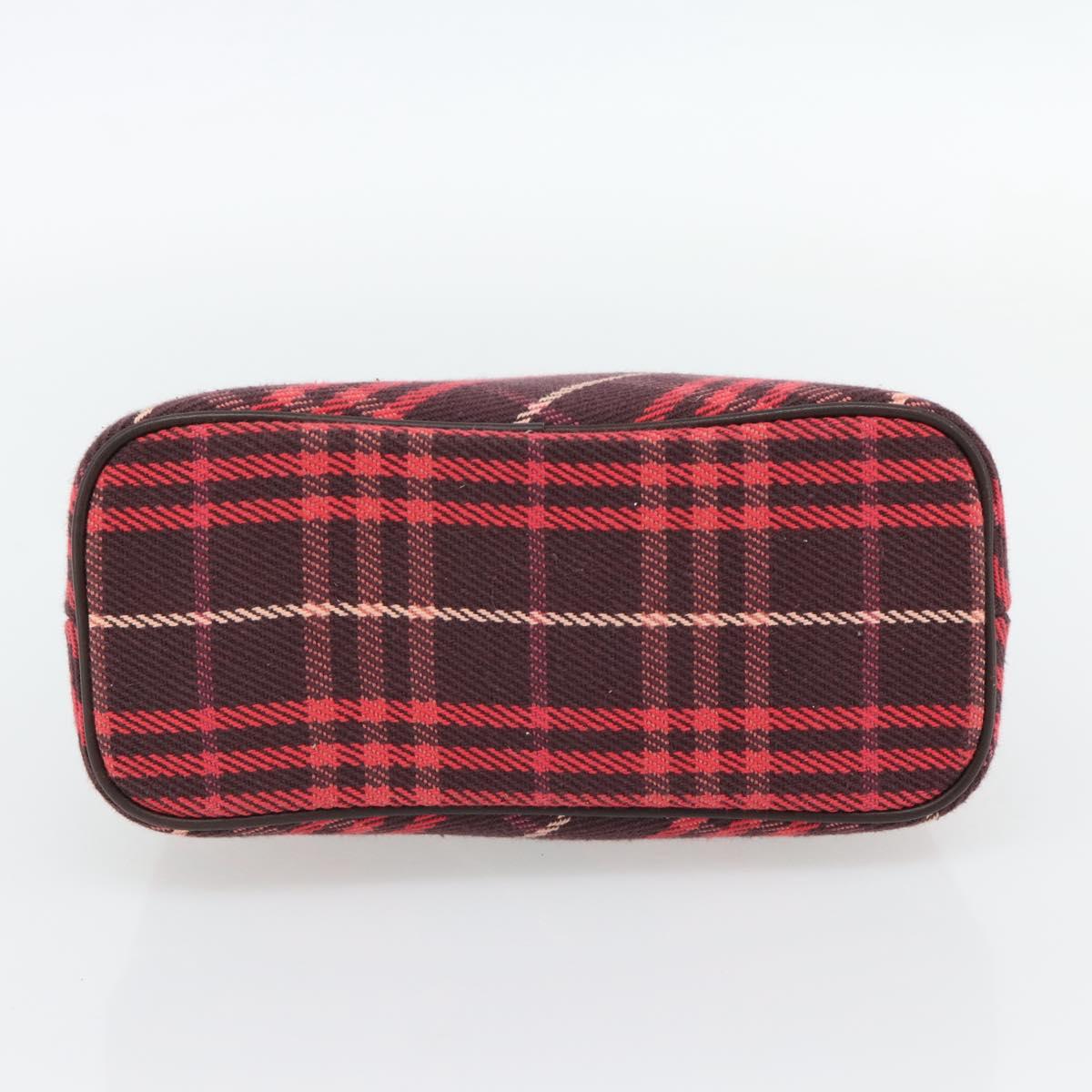 BURBERRY Nova Check Blue Label Shoulder Bag Canvas Red Silver Auth 181525A