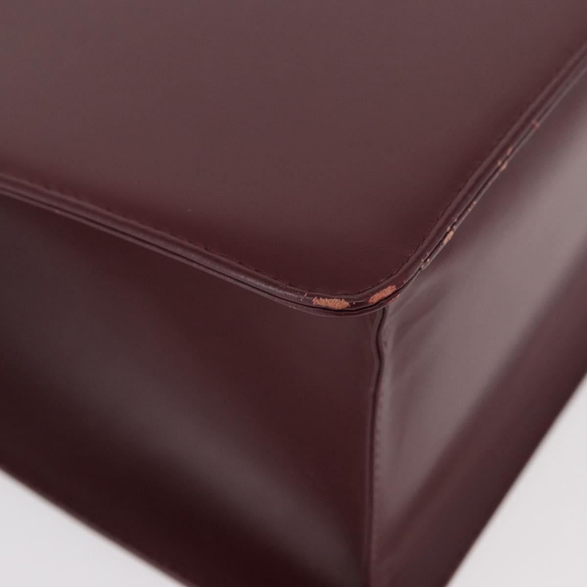 BURBERRY Hand Bag Leather Bordeaux Silver Auth 181526