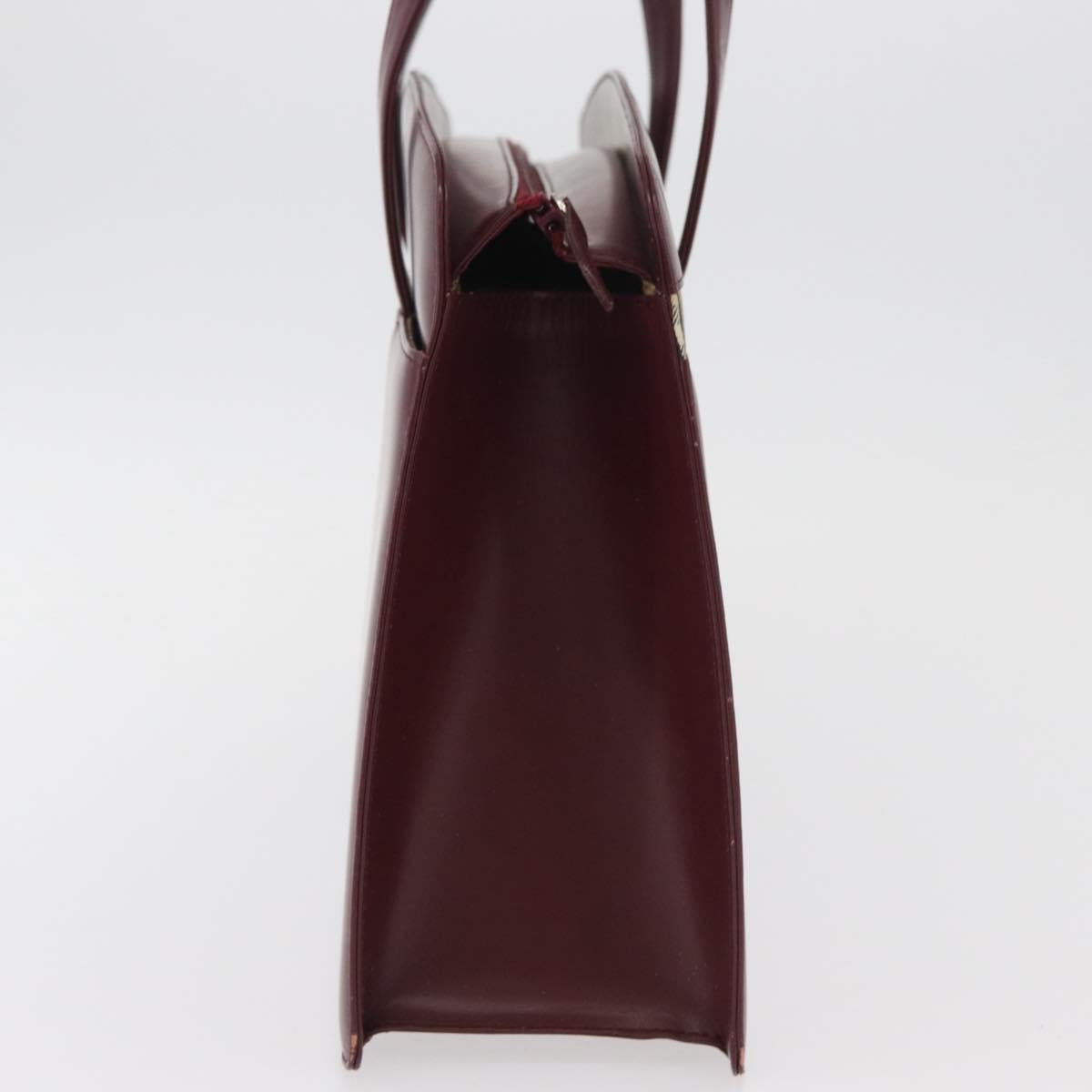 BURBERRY Hand Bag Leather Bordeaux Silver Auth 181526