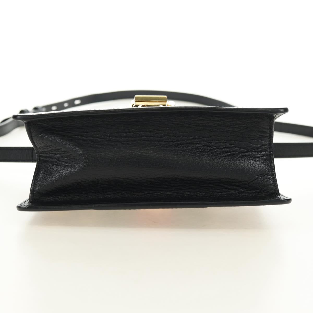 GUCCI Bee & Star Sherry Line Bag Leather 3way Black Gold 470270 Auth 181527SAV